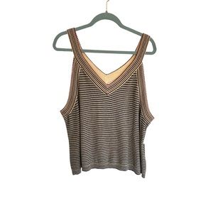 B.P. Tan and Black Stripe V-Neck Knit Crop Tank Woman’s Plus Size 4x NWT